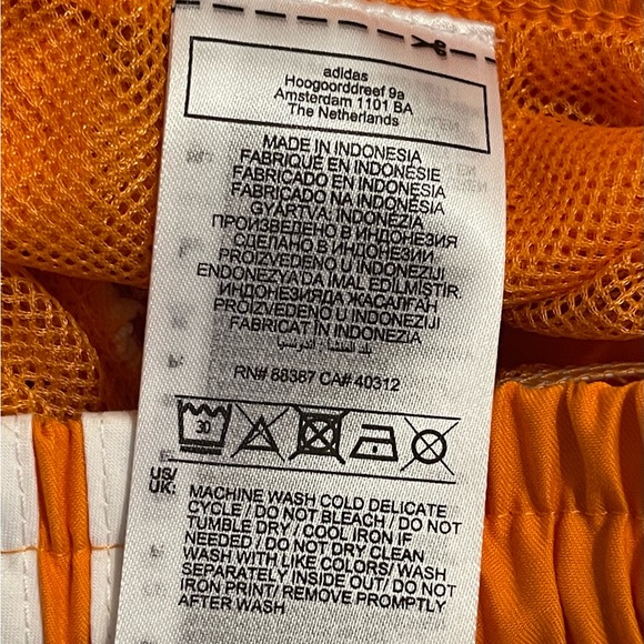 NWT Adidas Three Stripe Swim Trunks Shorts Orange Men Size S Trefoil Originals - Picture 14 of 14